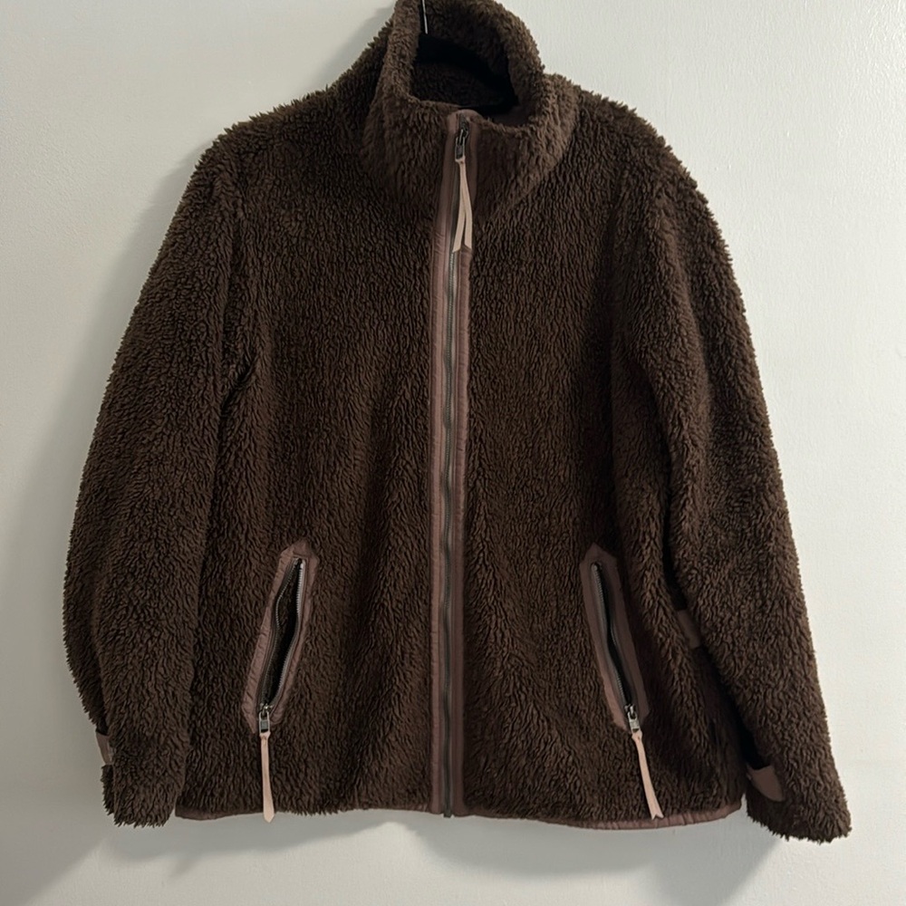 Patagonia Jacket Womens Brown Divided Sky Teddy Pile Fleece Full Zip Lined